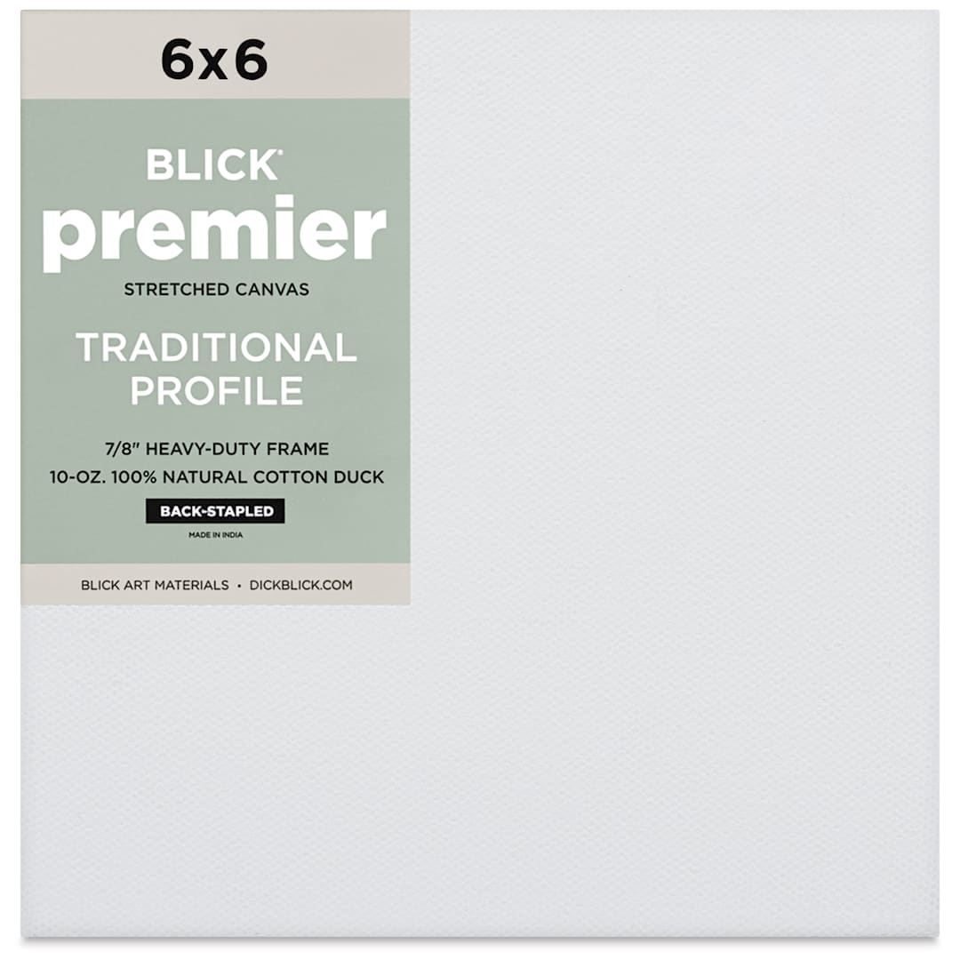 Open in modal - Blick Premier Stretched Cotton Canvas - Traditional Profile, Back-Stapled, 6" x 6", front