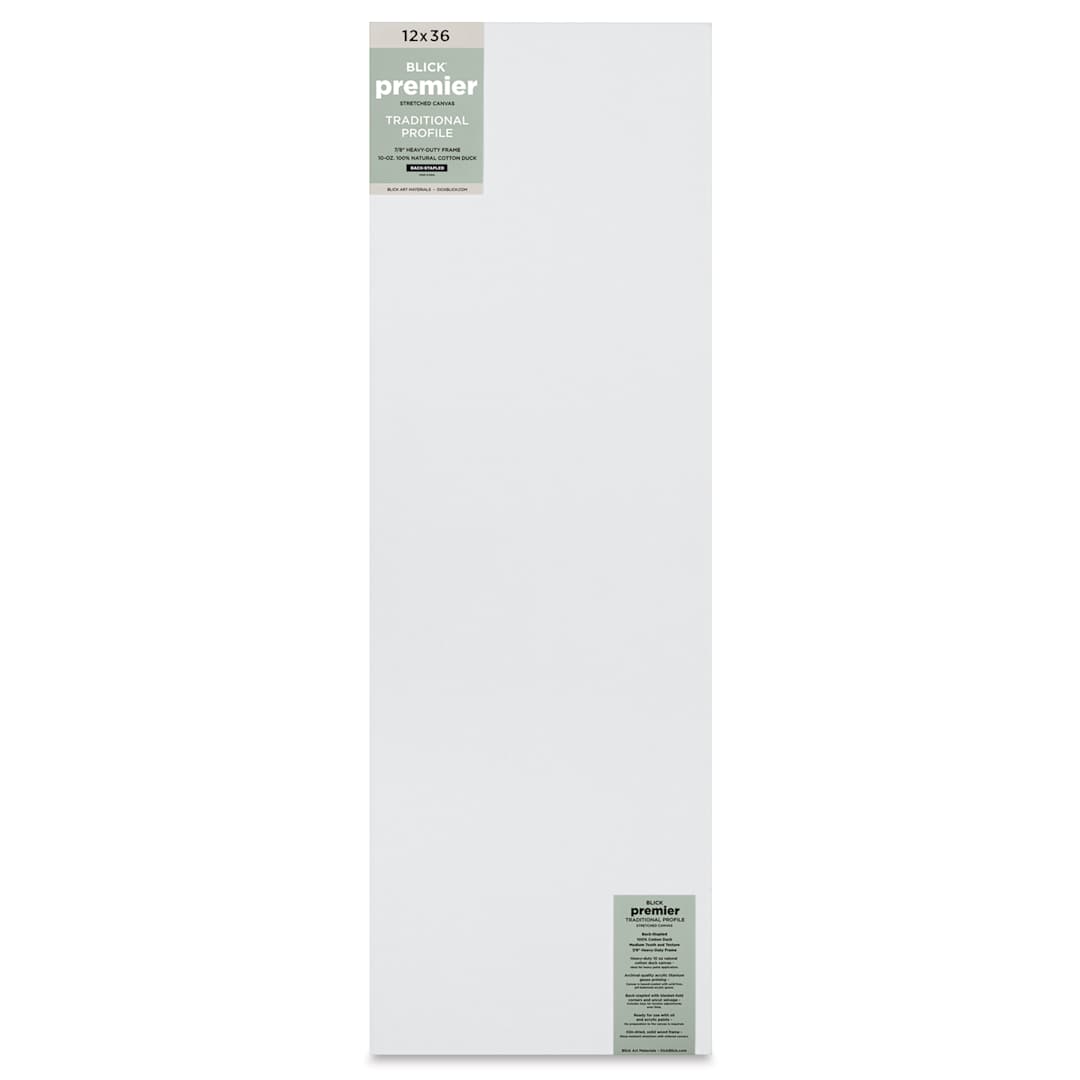 Open in modal - Blick Premier Stretched Cotton Canvas - Traditional Profile, Back-Stapled, 12" x 36", front