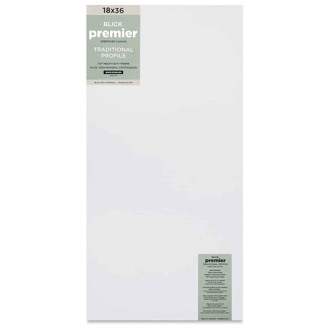Open in modal - Blick Premier Stretched Cotton Canvas - Traditional Profile, Back-Stapled, 18" x 36", front