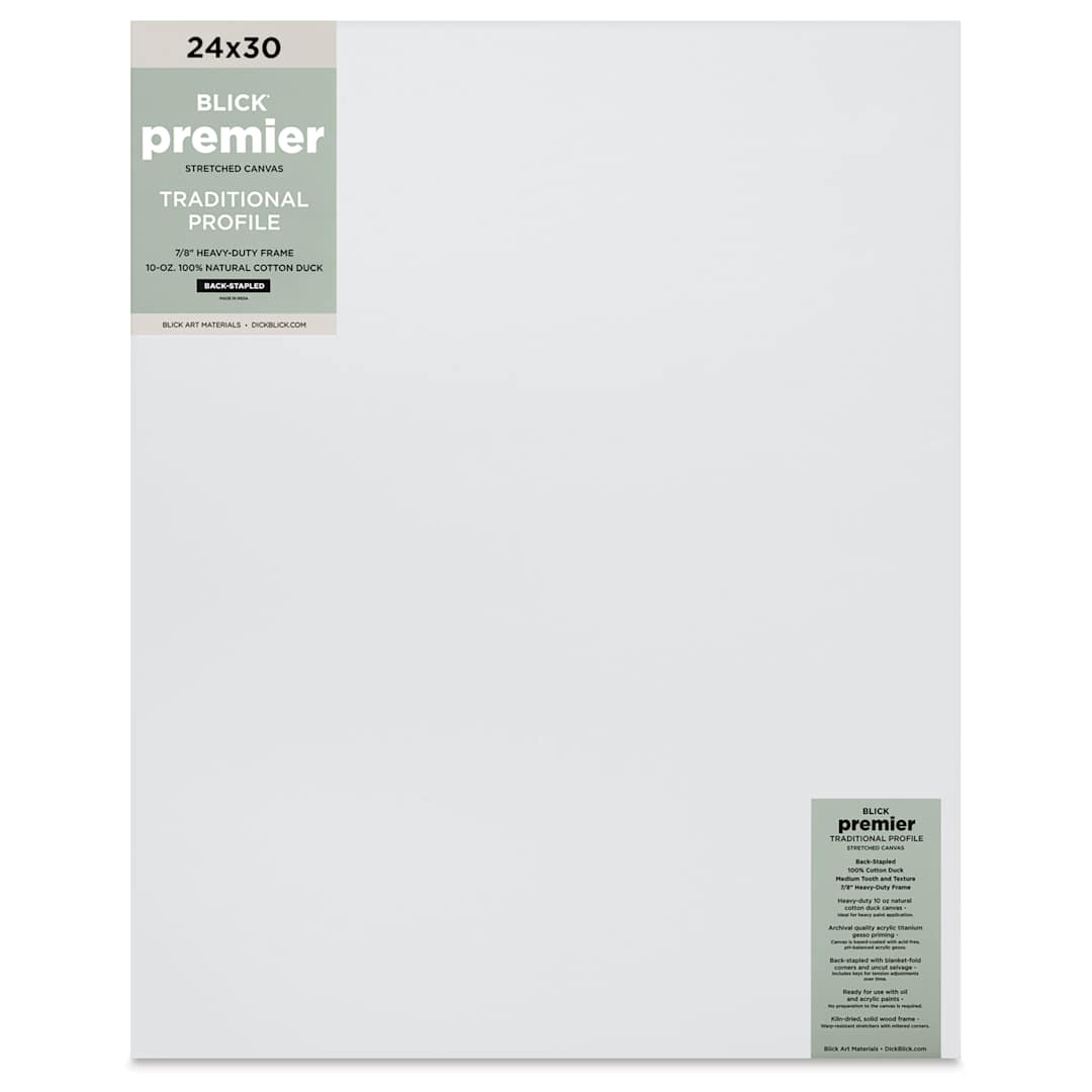 Open in modal - Blick Premier Stretched Cotton Canvas - Traditional Profile, Back-Stapled, 24" x 30", front