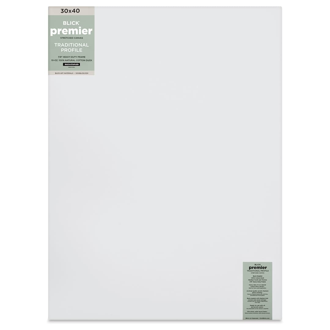 Open in modal - Blick Premier Stretched Cotton Canvas - Traditional Profile, Back-Stapled, 30" x 40", front