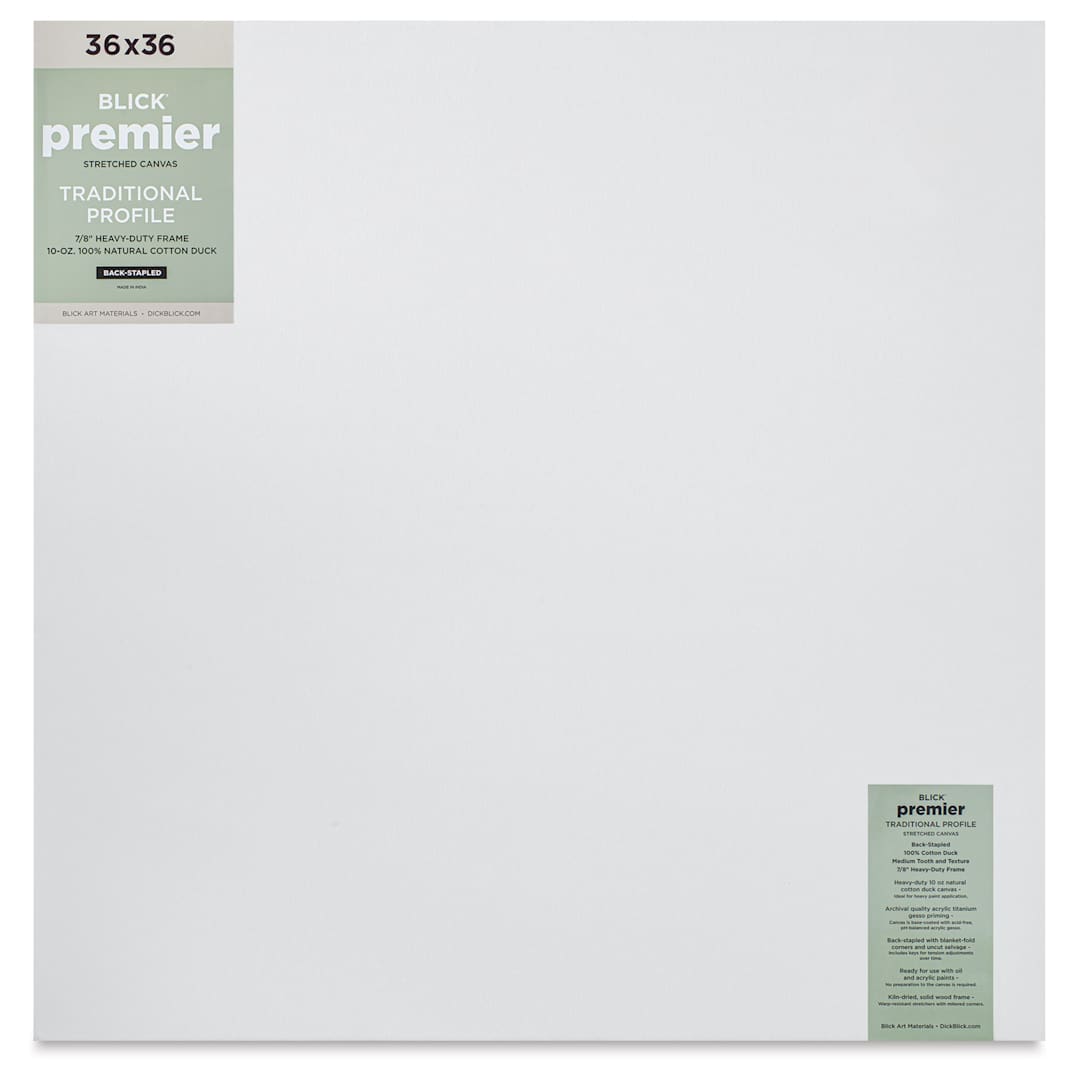 Open in modal - Blick Premier Stretched Cotton Canvas - Traditional Profile, Back-Stapled, 36" x 36", front