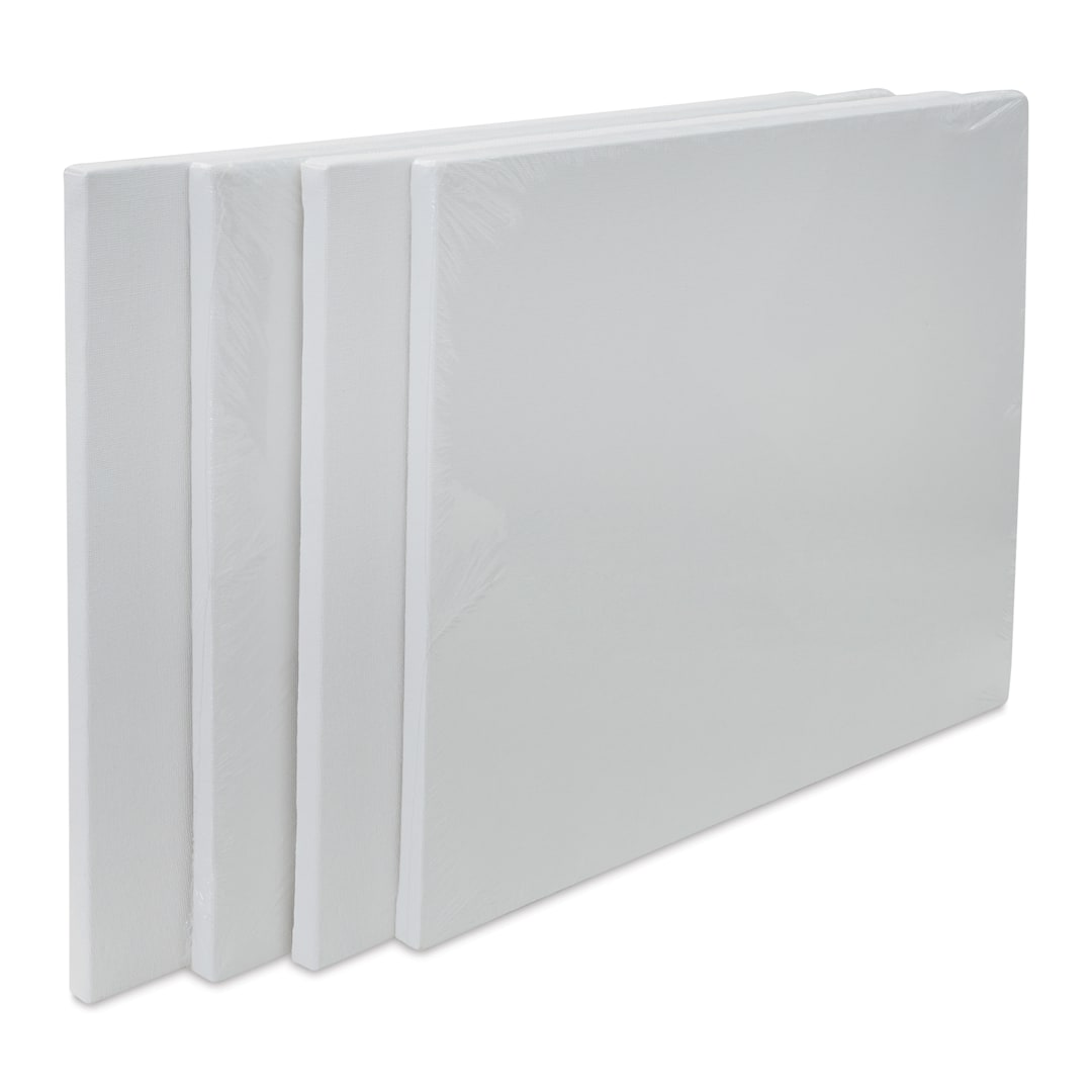 Open in modal - Strathmore 300 Series Slim Frame Stretched Cotton Canvas Pack - 12" x 16", Pkg of 4, front of canvas