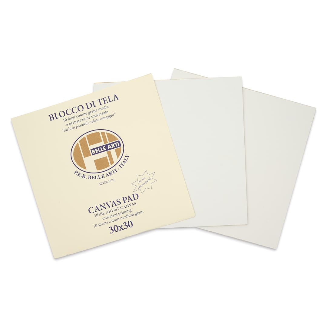 Open in modal - Belle Arti Acrylic Primed Canvas Pad - 11.8" x 11.8", 10 Sheets, front cover with sheets