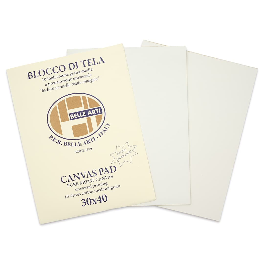 Open in modal - Belle Arti Acrylic Primed Canvas Pad - 11.8" x 15.8", 10 Sheets, front cover with sheets