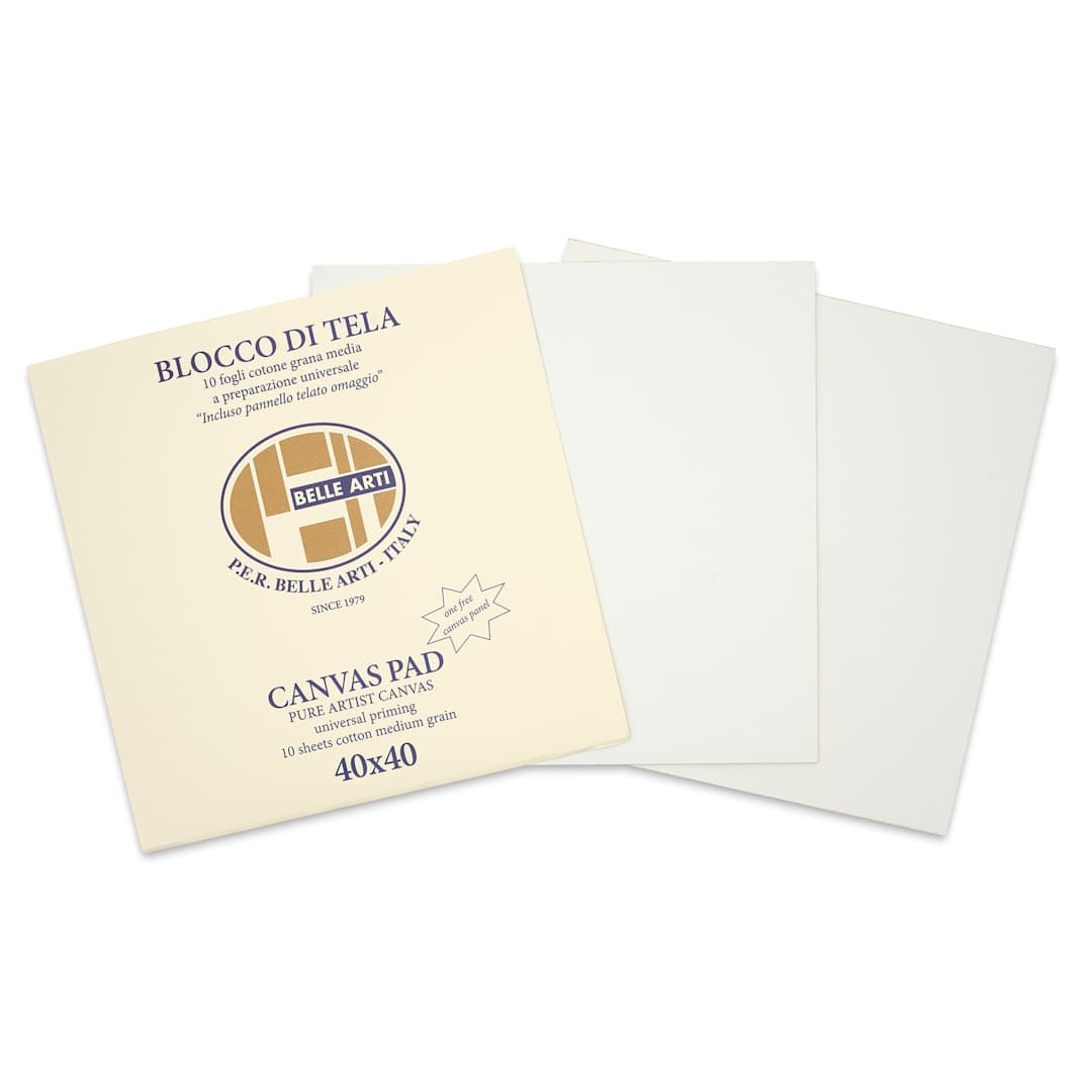 Open in modal - Belle Arti Acrylic Primed Canvas Pad - 15.8" x 15.8", 10 Sheets, front cover with sheets