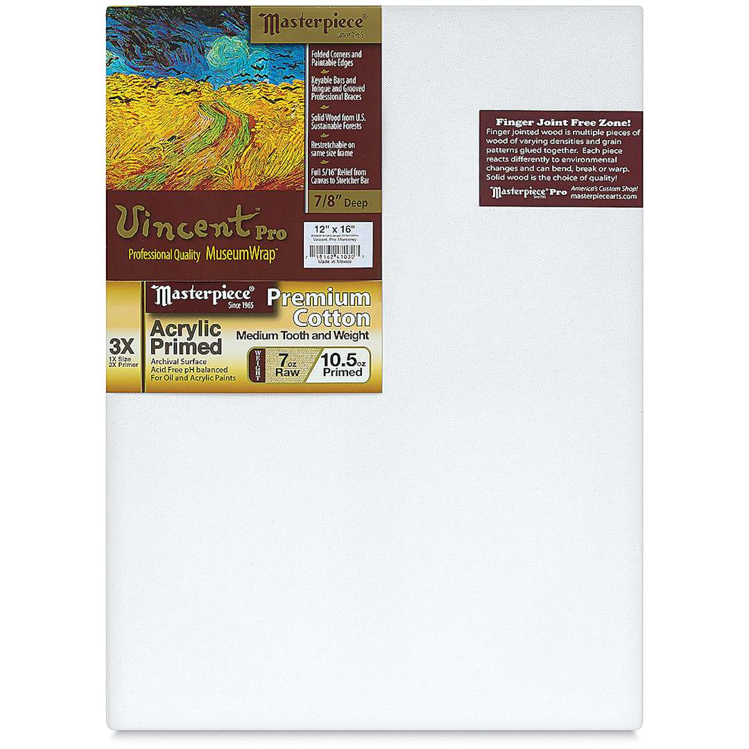 Open in modal - Masterpiece Monterey Cotton Canvas - Front view of Vincent 7/8" profile canvas with label 
