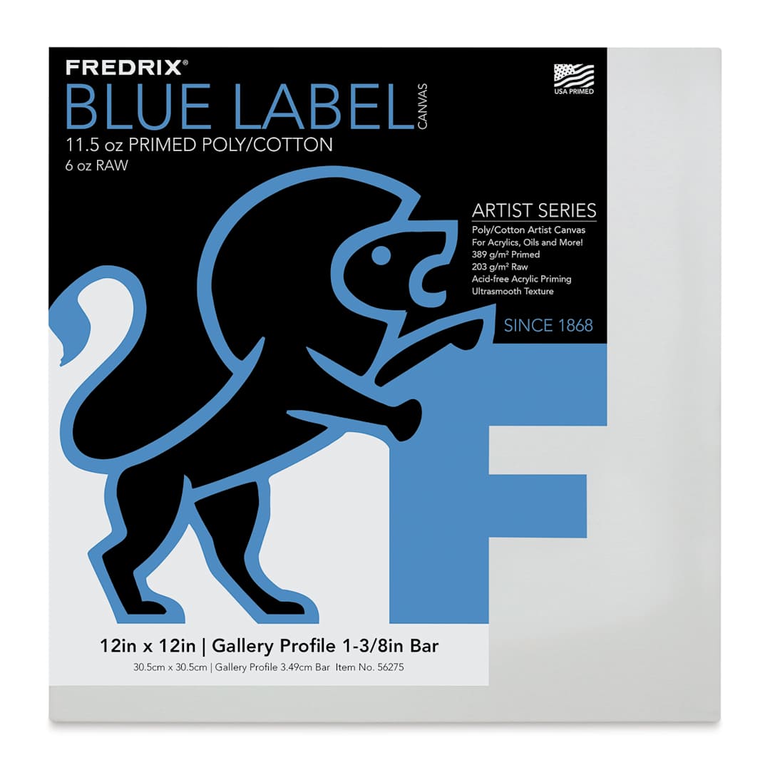Open in modal - Fredrix Blue Label Cotton Canvas - 12" x 12", Gallery Profile 1-3/8"