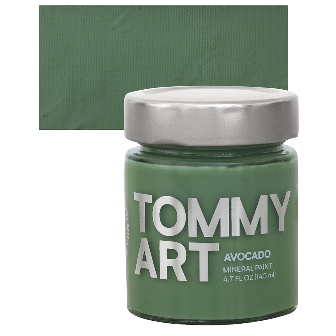 Open in modal - Tommy Art Mineral Paint - Avocado, 140 ml jar and swatch