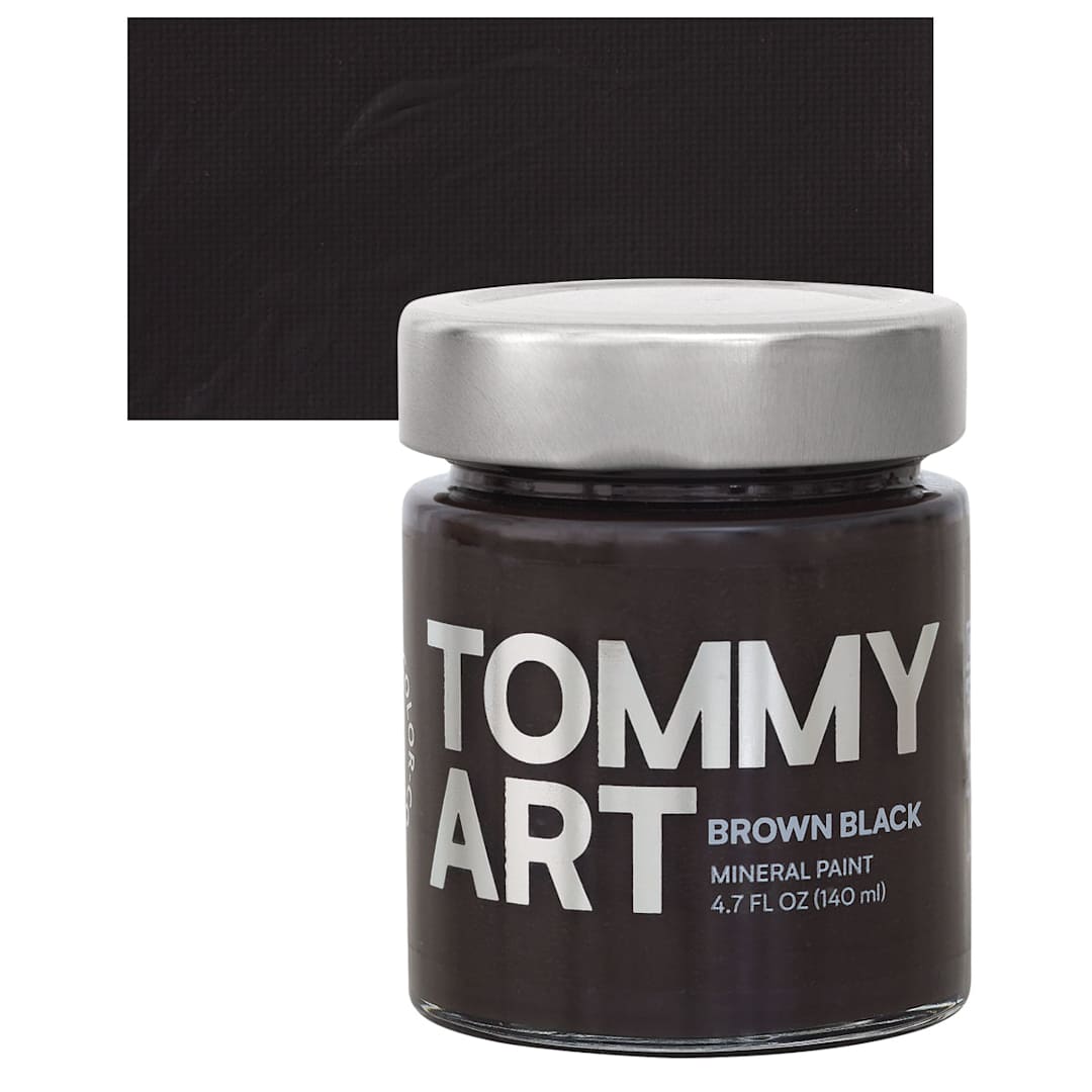 Open in modal - Tommy Art Mineral Paint - Brown Black, 140 ml jar and swatch