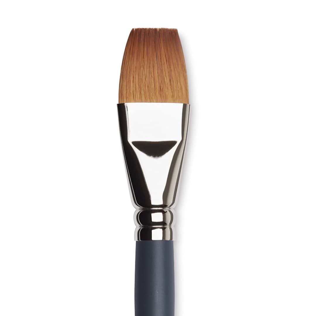 Open in modal - Winsor & Newton Professional Watercolor Synthetic Sable Brush - One Stroke, Size 1", Short Handle (close-up)