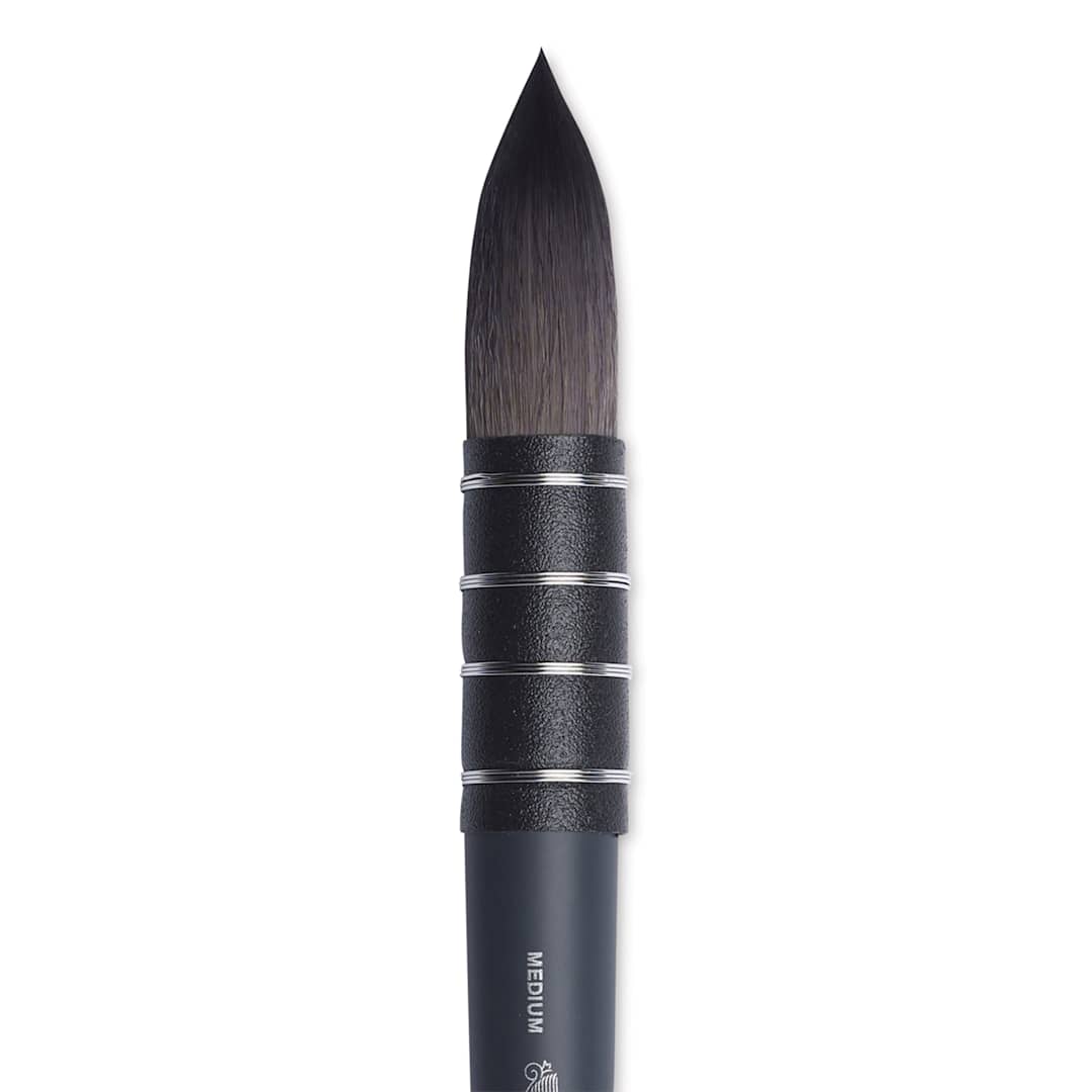 Open in modal - Winsor & Newton Professional Watercolor Synthetic Squirrel Brush - Quill, Short Handle, Size 6, close-up