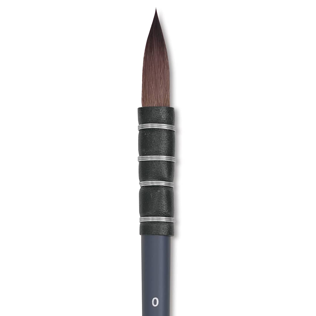 Open in modal - Winsor & Newton Professional Watercolor Synthetic Squirrel Brush - Quill, Short Handle, Size 0, close-up