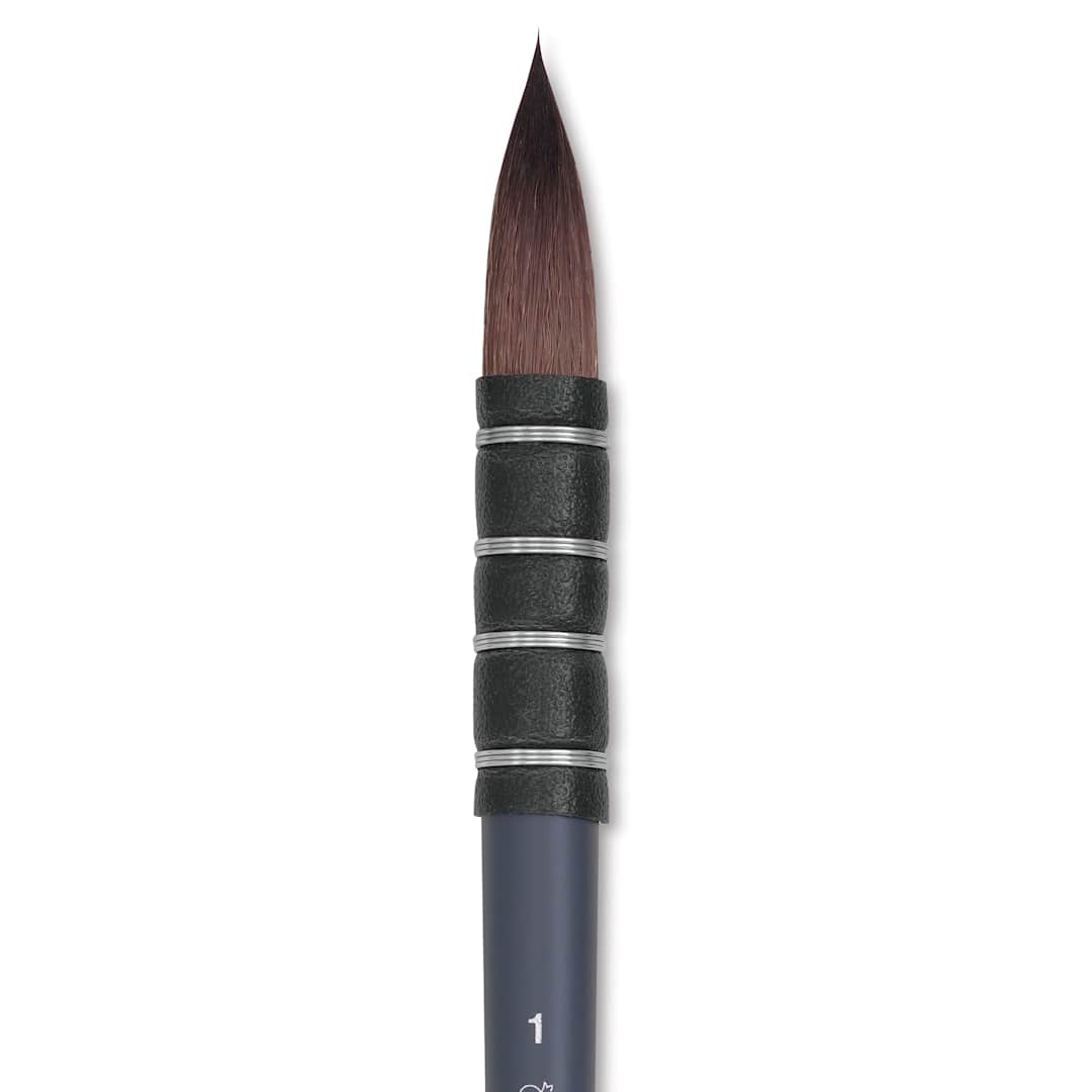 Open in modal - Winsor & Newton Professional Watercolor Synthetic Squirrel Brush - Quill, Short Handle, Size 1, close-up
