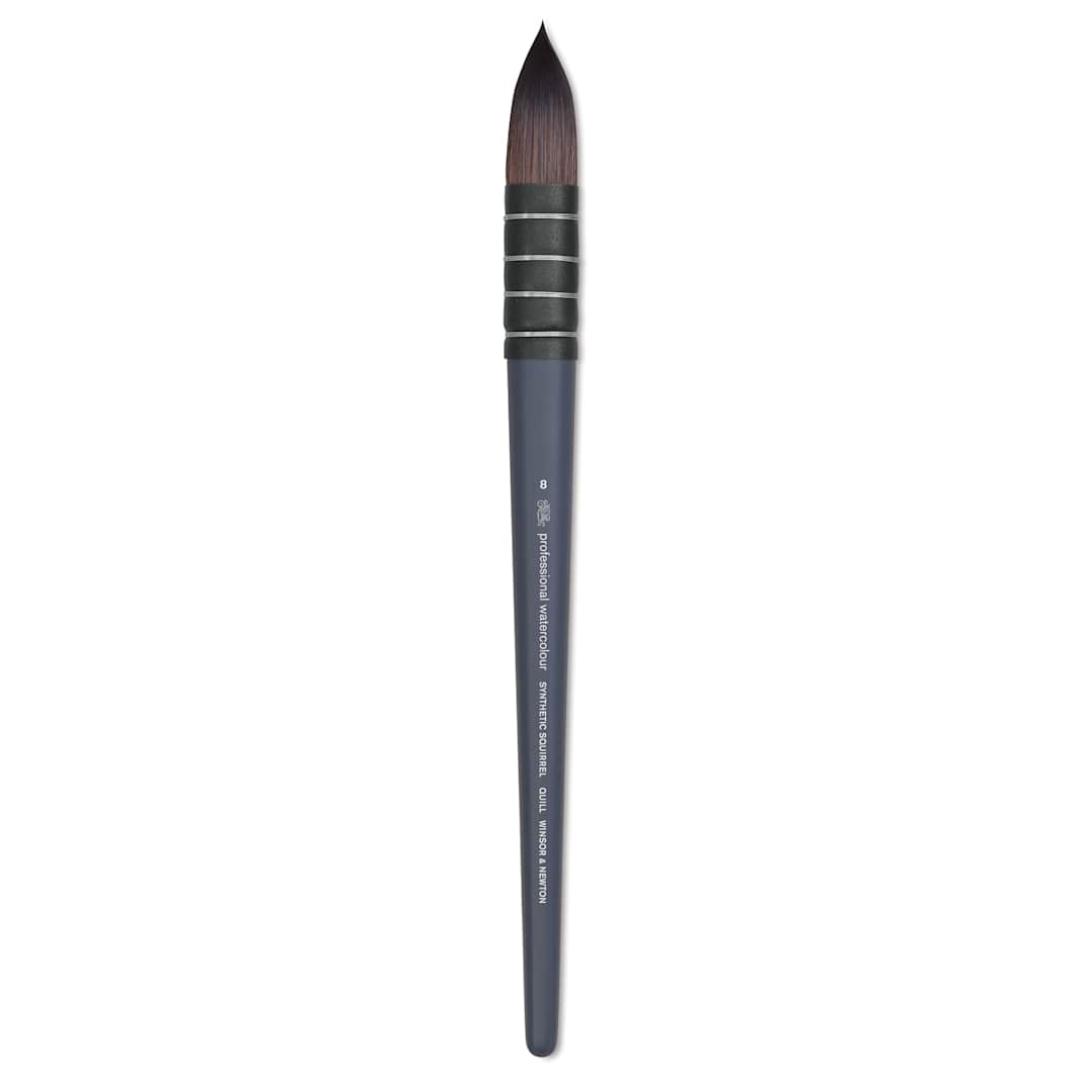 Open in modal - Winsor & Newton Professional Watercolor Synthetic Squirrel Brush - Quill, Short Handle, Size 8