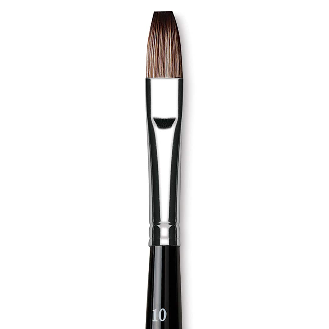 Open in modal - Da Vinci Casaneo Synthetic Squirrel Watercolor Brush - Flat, Size 10, Xtra Short Handle (close-up)