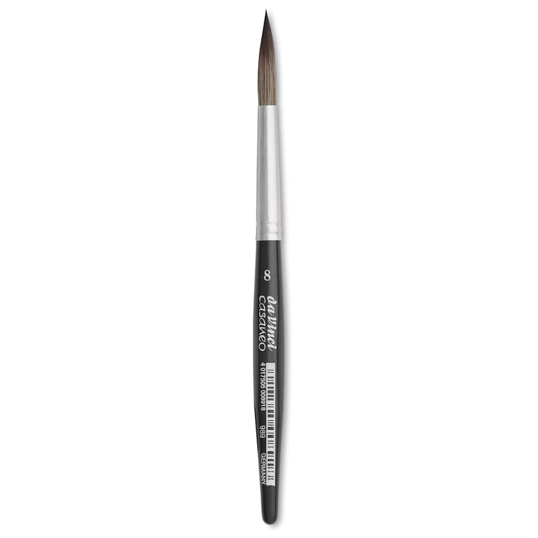 Open in modal - Da Vinci Casaneo Synthetic Squirrel Watercolor Brush - Rigger, Size 8, Extra Short Handle Travel Brush, Synthetic