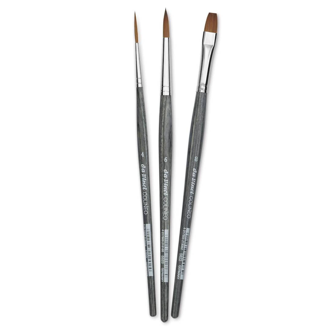 Open in modal - Da Vinci Colineo Synthetic Kolinsky Sable Brushes - Set of 3, Short Handle, Set 4036