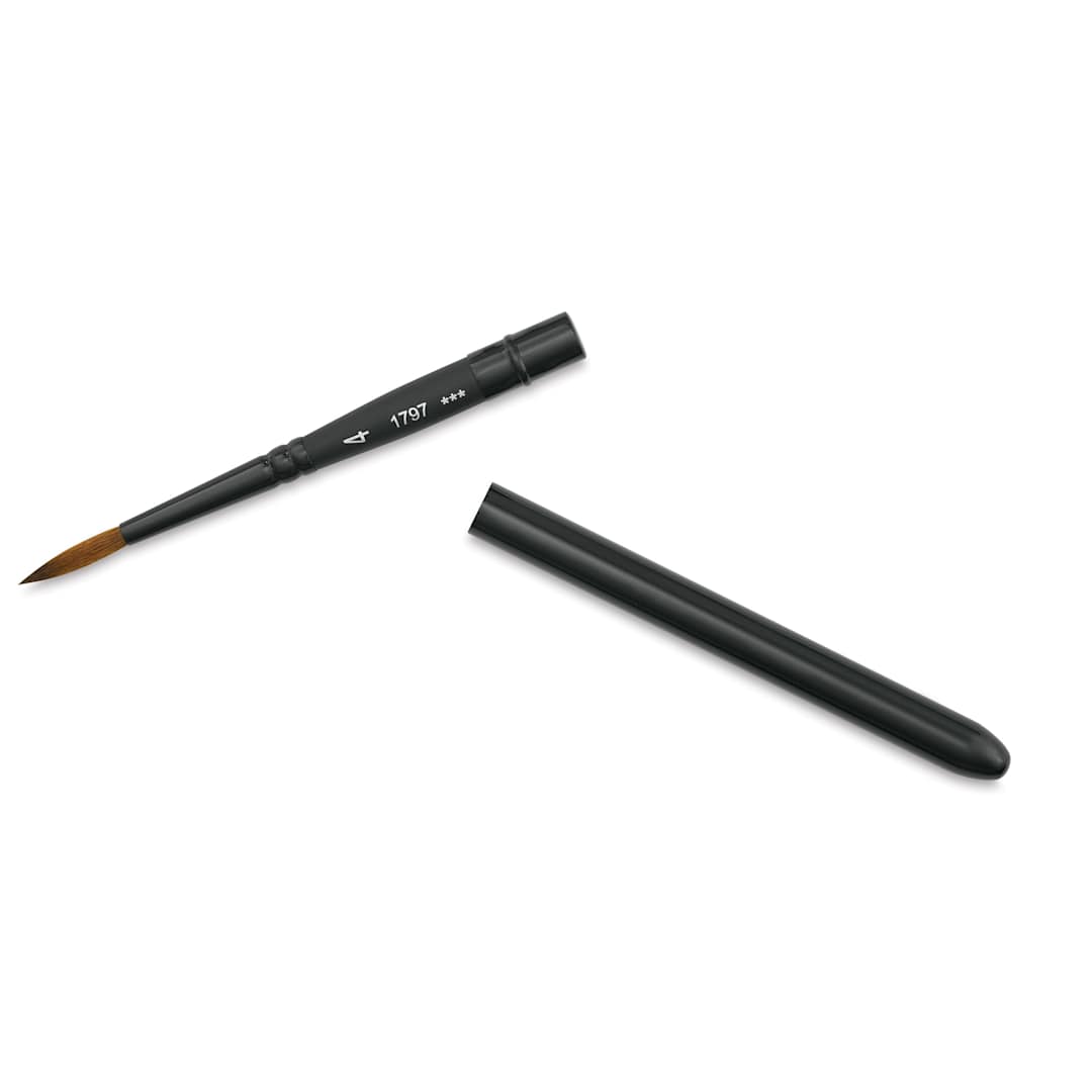 Open in modal - Raphaël Innovative Synthetic Kolinsky Travel Brush - Round, Size 4 (brush separated from cap/handle)