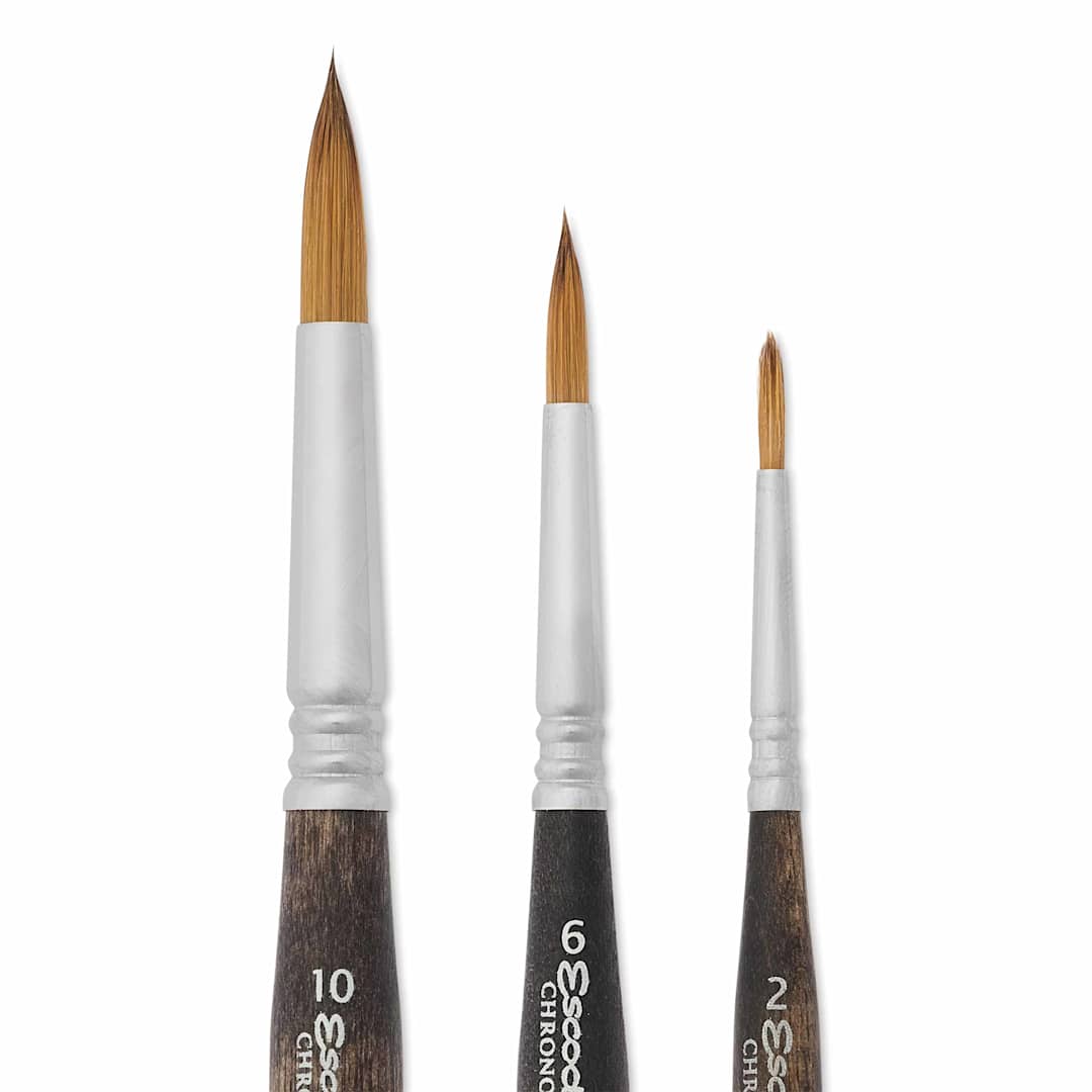 Open in modal - Escoda Chronos Synthetic Blend Travel Brushes - Set of 3, close up