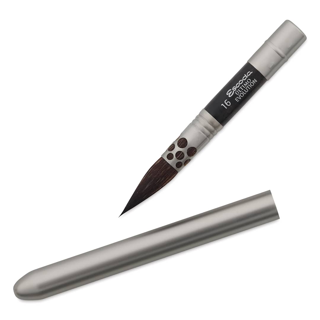 Open in modal - Escoda Último Evolution Synthetic Squirrel Travel Brush - Mop, top of the brush and handle