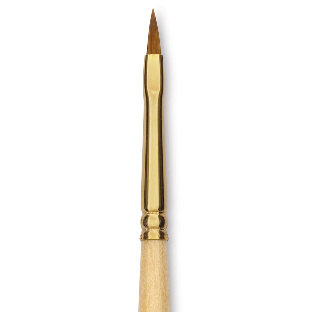 Open in modal - Silver Brush Silver Kolinsky Red Sable Brush - Short Handle, Pointed Filbert, Size 1, close-up