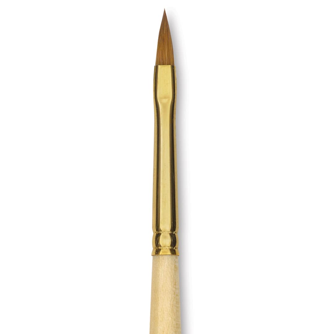 Open in modal - Silver Brush Silver Kolinsky Red Sable Brush - Short Handle, Pointed Filbert, Size 3, close-up