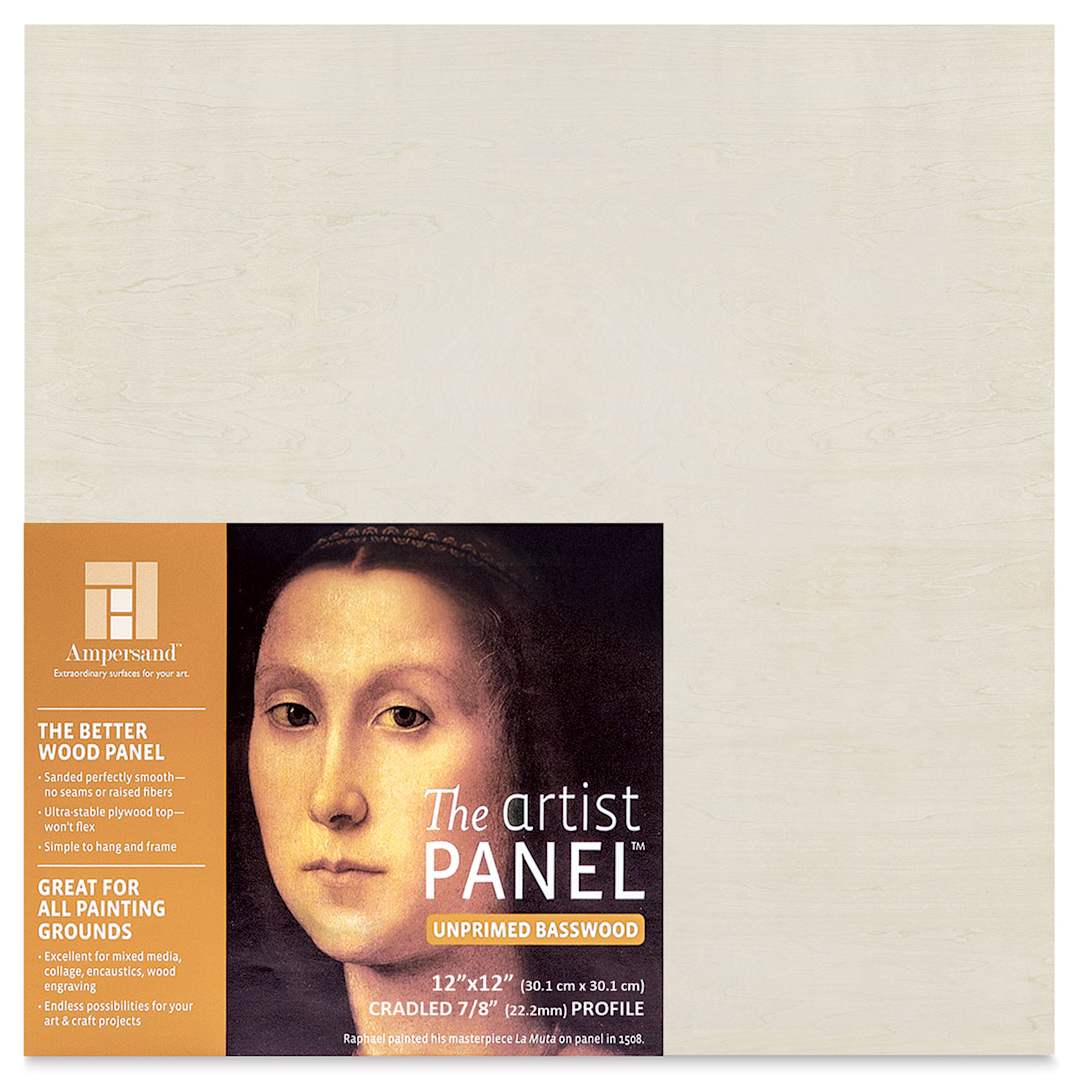 Open in modal - Ampersand Value Series Artist Wood Panel - 12" x 12", 7/8" Cradle