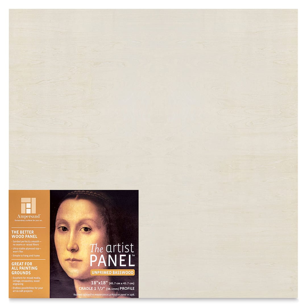Open in modal - Ampersand Value Series Artist Wood Panel - 18" x 18", 1-1/2" Cradle