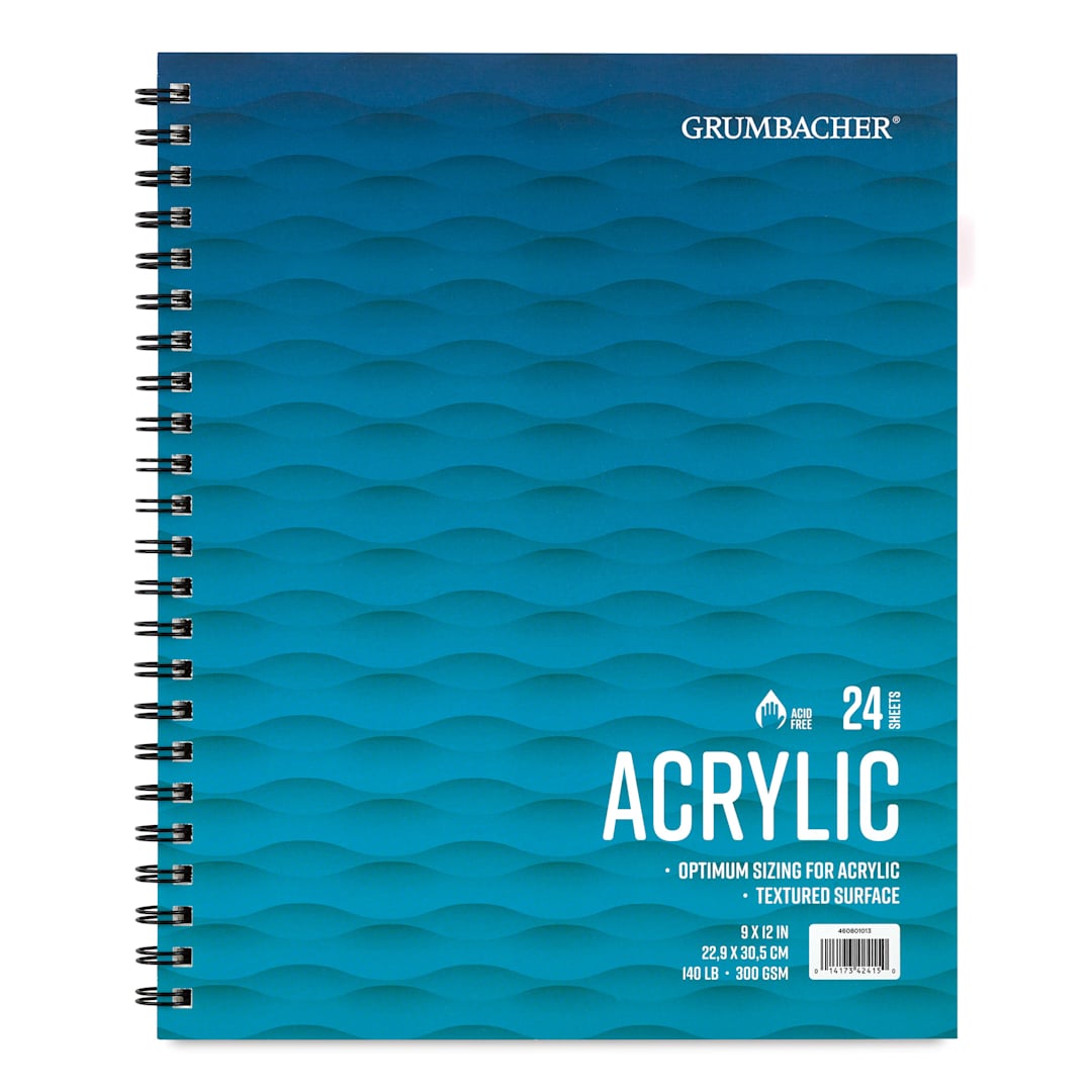 Open in modal - Grumbacher Acrylic In & Out Pad - 9" x 12", 24 sheets, 140 lb front of pad