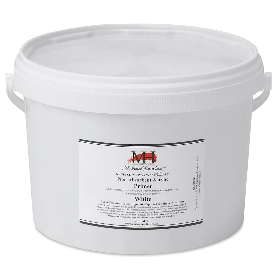 Open in modal - Michael Harding Non-Absorbent Acrylic Primer - White, 2.5 Liter, Bucket - front