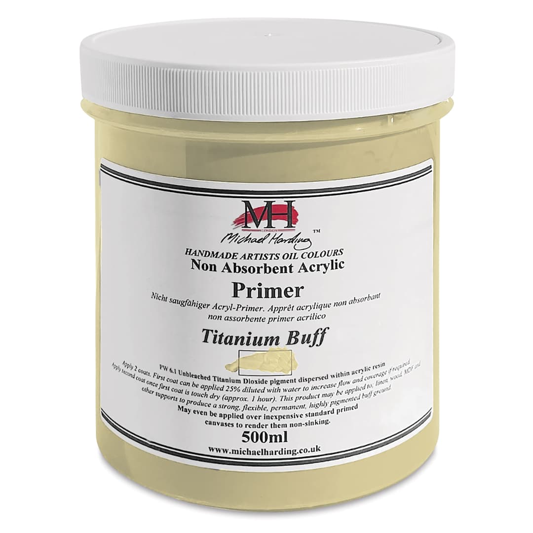 Open in modal - Michael Harding Non-Absorbent Acrylic Primer - Titanium Buff, 500 ml, Jar