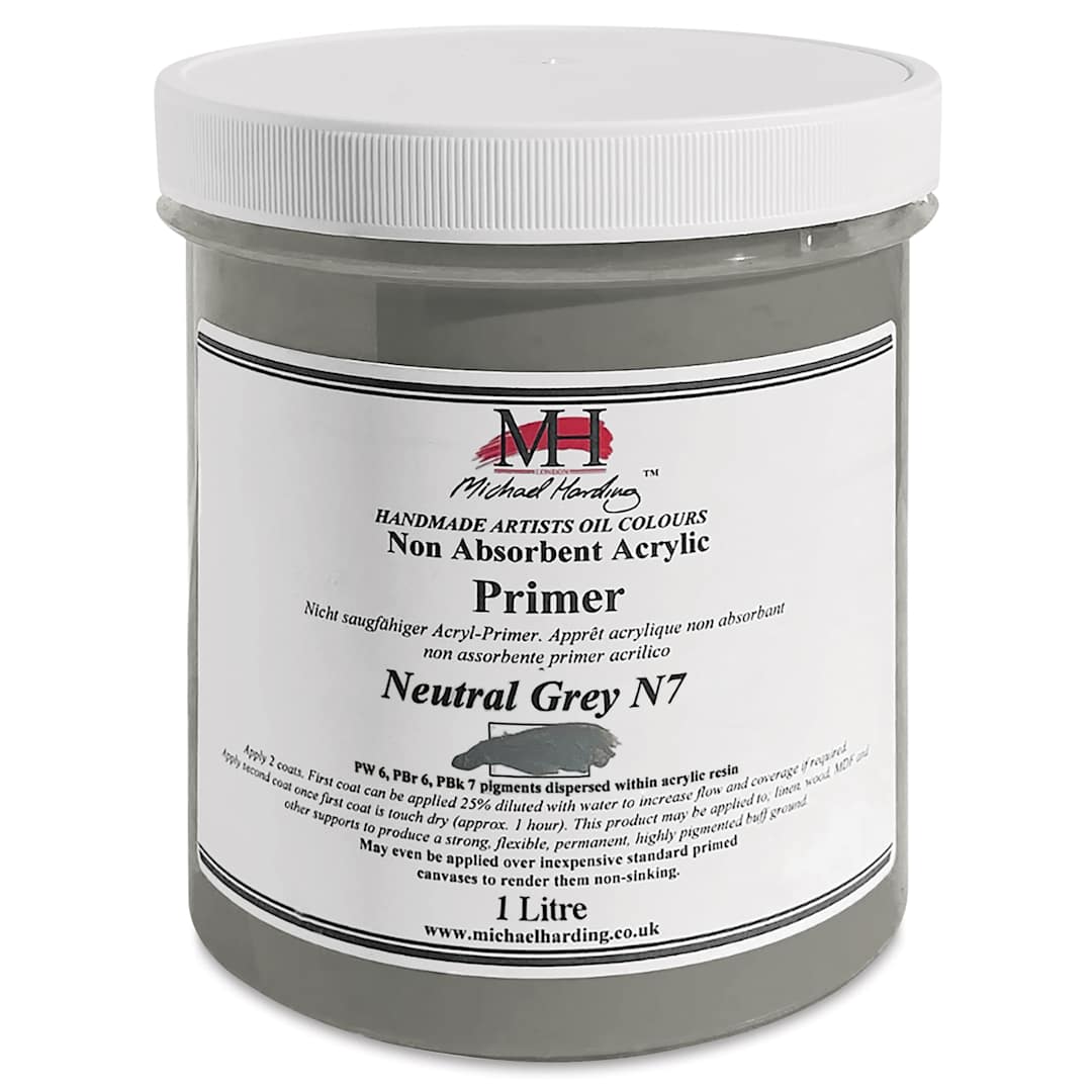 Open in modal - Michael Harding Non-Absorbent Acrylic Primer - Neutral Grey N7, 1 Liter, Jar