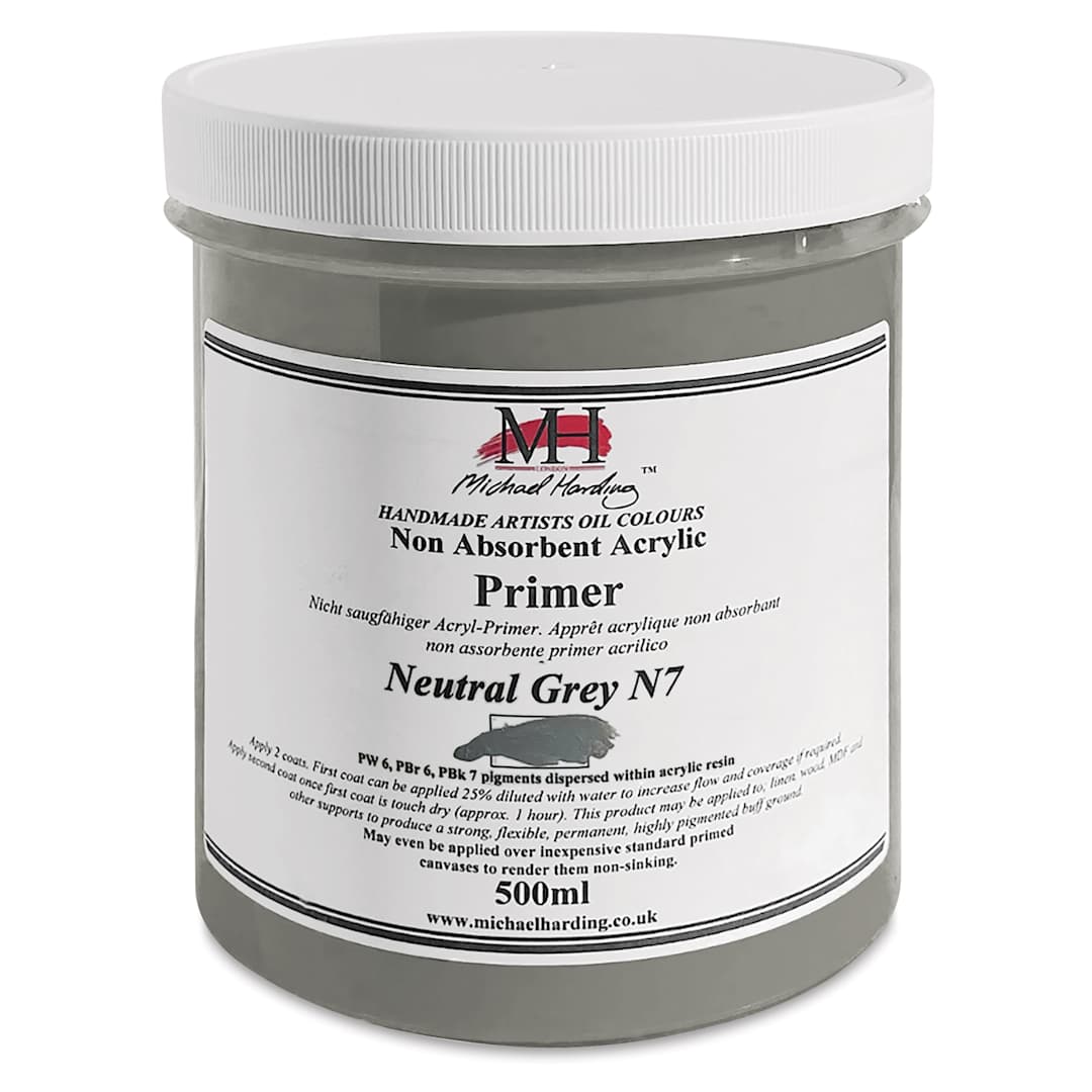 Open in modal - Michael Harding Non-Absorbent Acrylic Primer - Neutral Grey N7, 500 ml, Jar