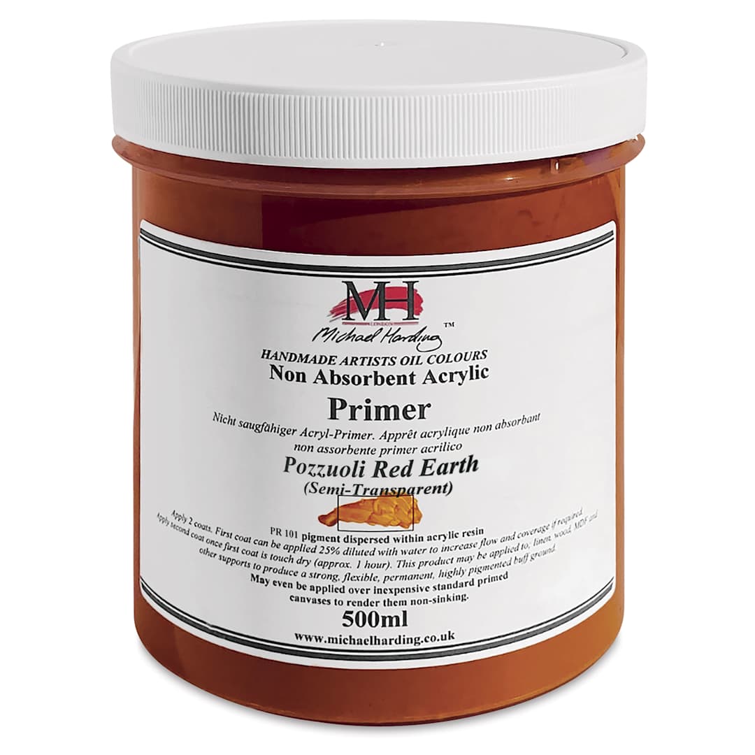 Open in modal - Michael Harding Non-Absorbent Acrylic Primer - Pozzuoli Red Earth (Semi-Transparent), 500 ml, Jar