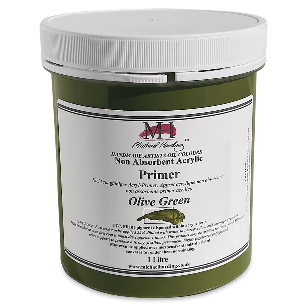 Open in modal - Michael Harding Non-Absorbent Acrylic Primer - Olive Green, 1 Liter, Jar