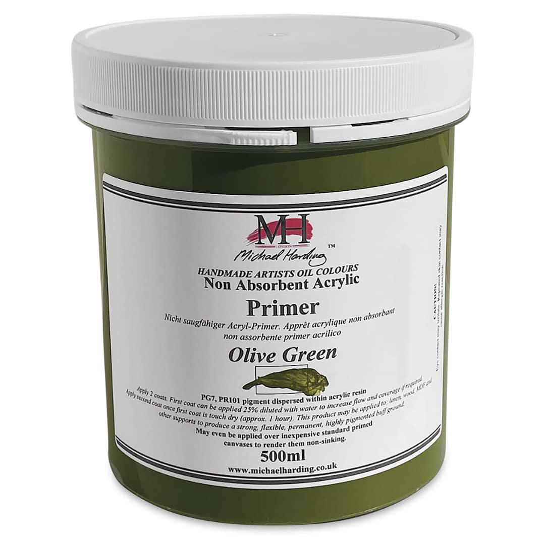 Open in modal - Michael Harding Non-Absorbent Acrylic Primer - Olive Green, 500 ml, Jar