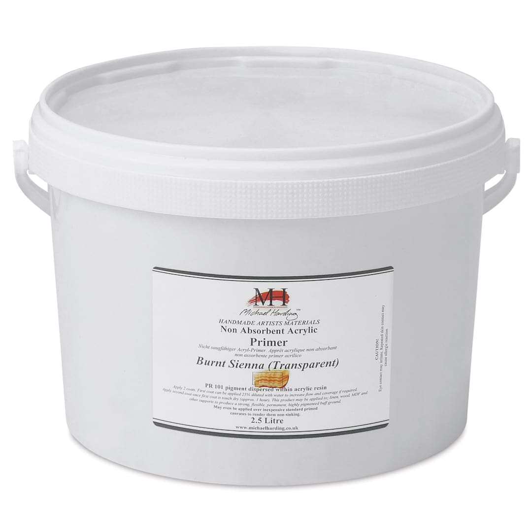 Open in modal - Michael Harding Non-Absorbent Acrylic Primer - Burnt Sienna (Transparent), 2.5 Liter, Bucket - front