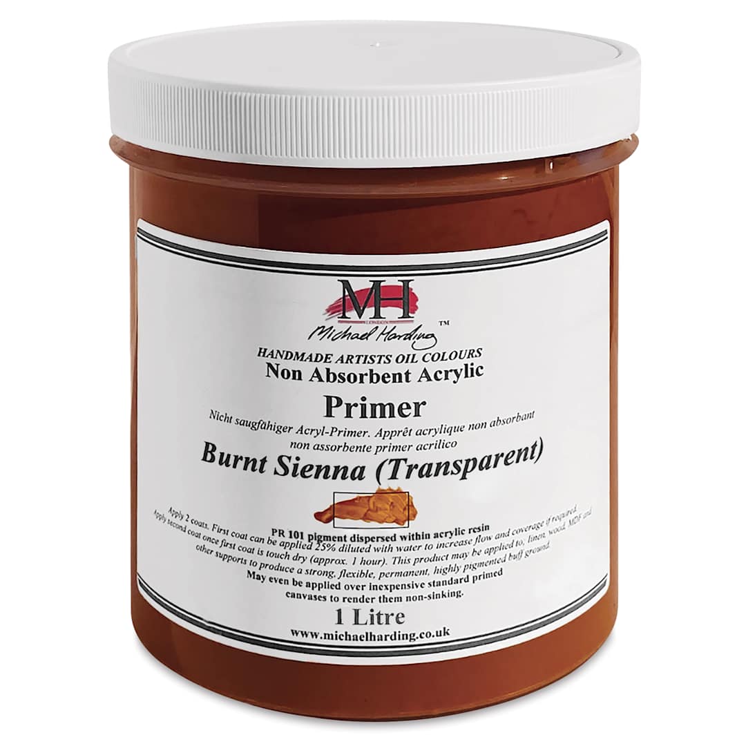 Open in modal - Michael Harding Non-Absorbent Acrylic Primer - Burnt Sienna (Transparent), 1 Liter, Jar