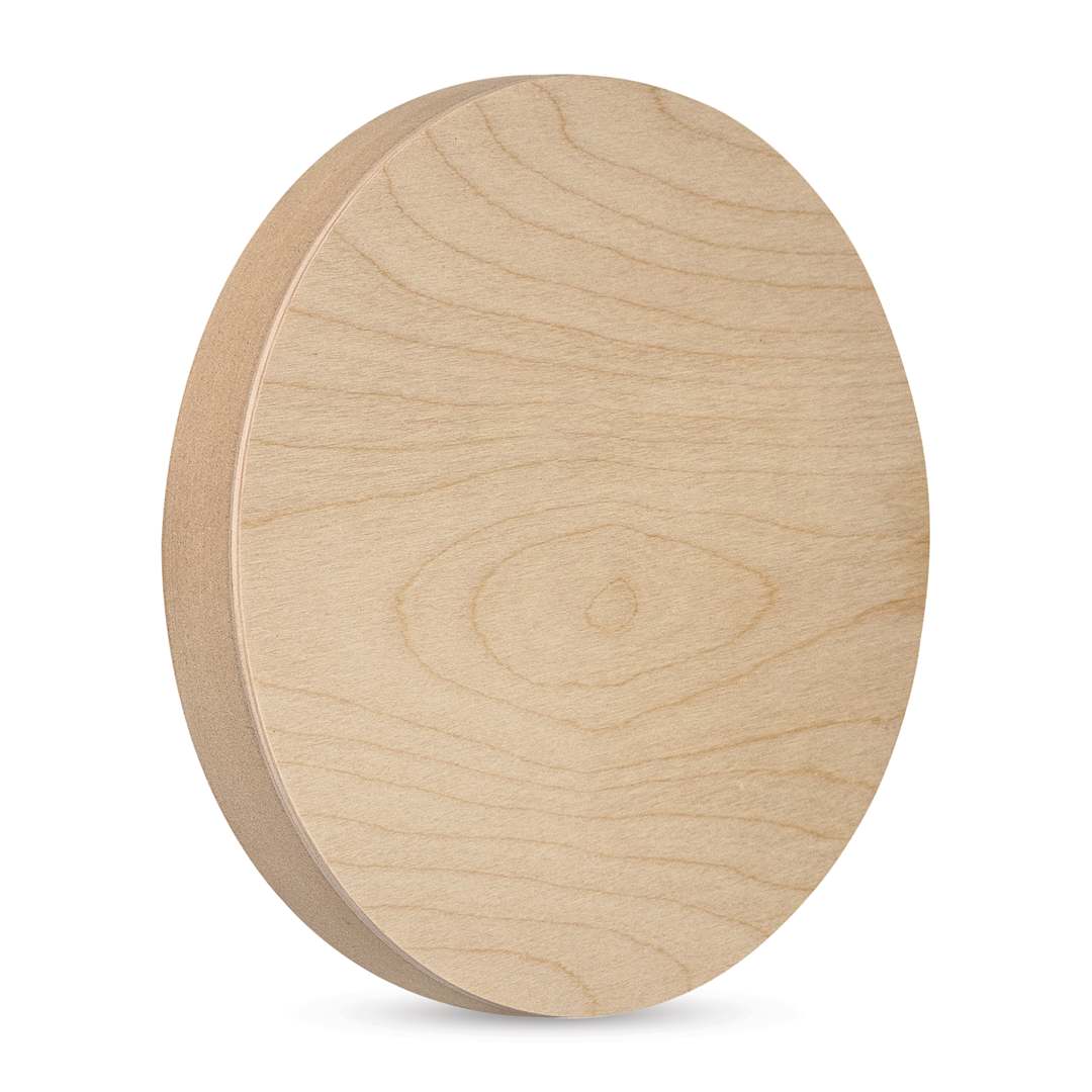 Open in modal - American Easel Cradled Round Birch Painting Panel - 10" Dia. x 7/8" D (Front, Angled view)