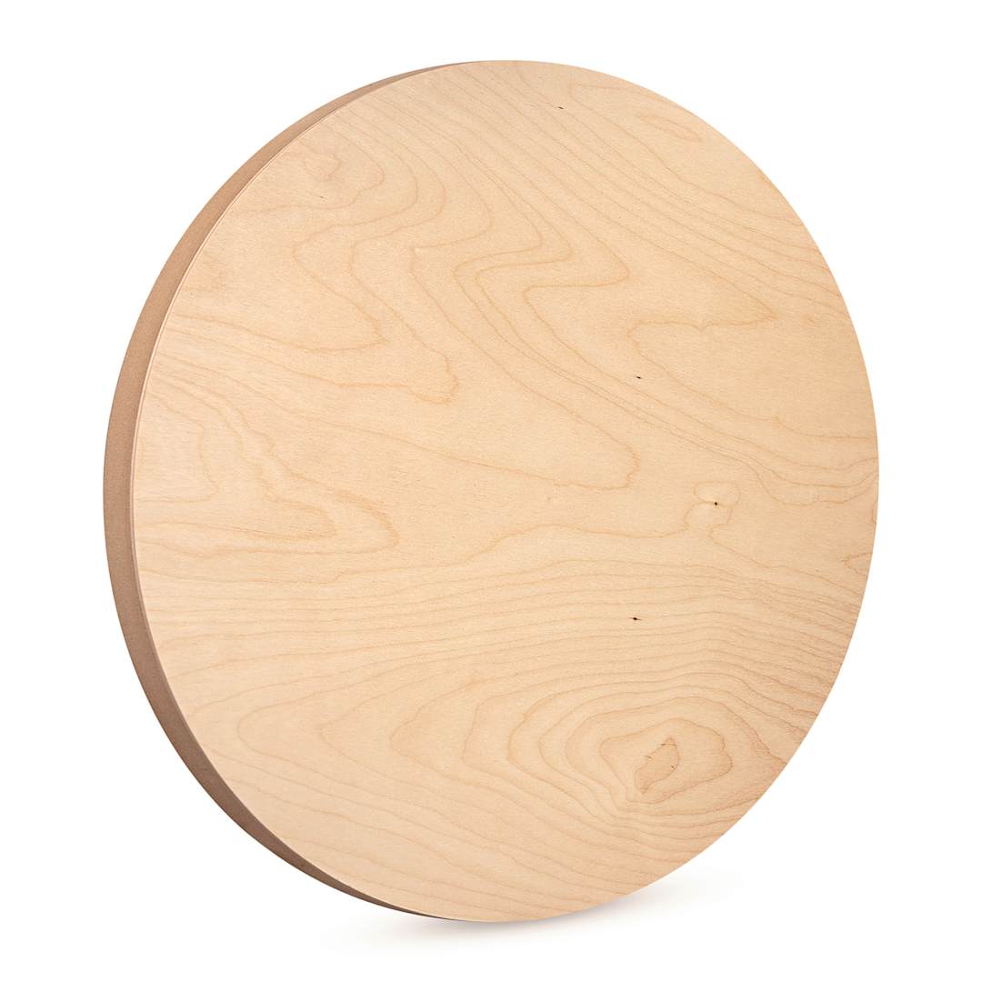 Open in modal - American Easel Cradled Round Birch Painting Panel - 20" Dia. x 7/8" D (Front, Angled view)