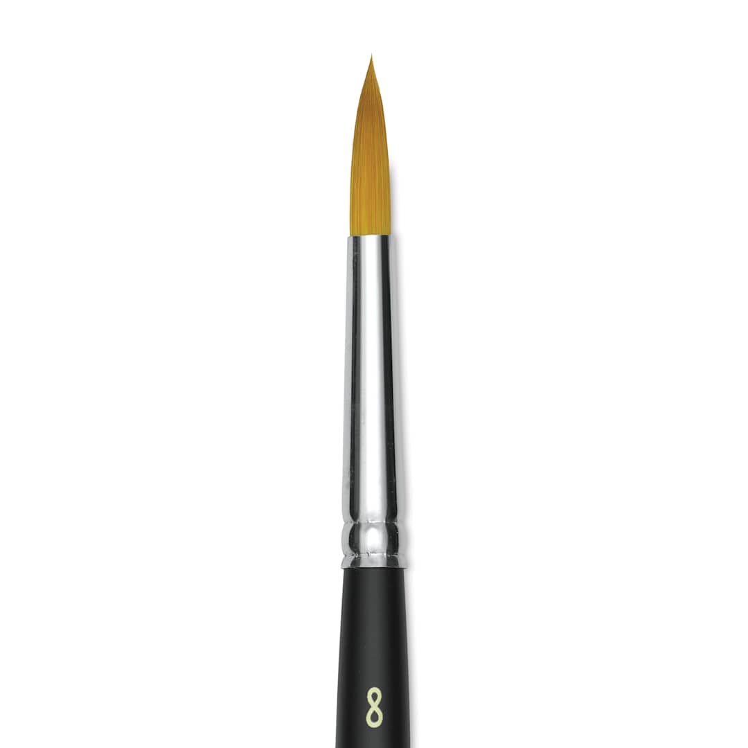 Open in modal - Blick Masterstroke Golden Taklon Brush - Round, Short Handle, Size 8 (close-up)
