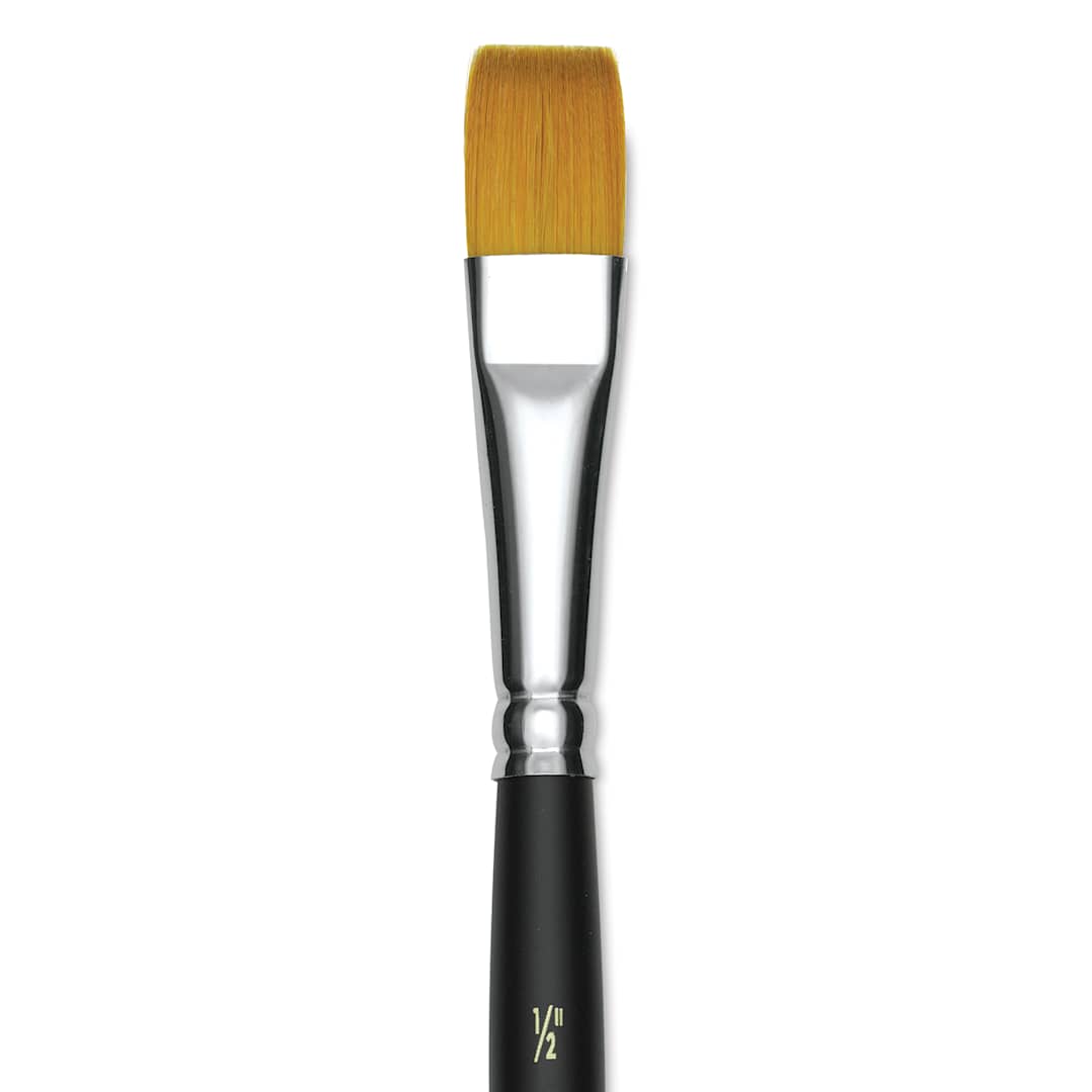 Open in modal - Blick Masterstroke Golden Taklon Brush - Flat, Short Handle, 1/2" (close-up)