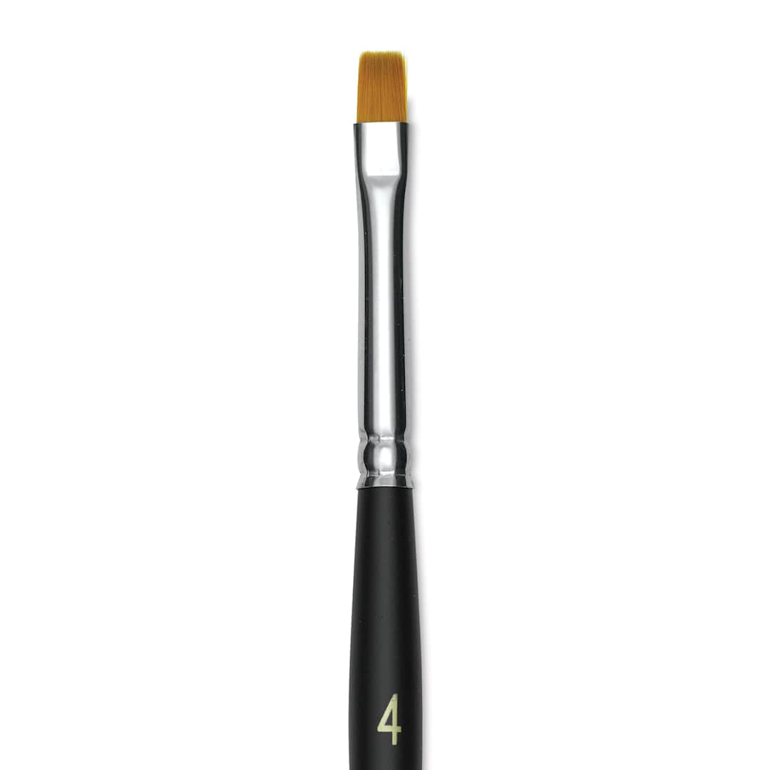 Open in modal - Blick Masterstroke Golden Taklon Brush - Chisel Blender, Short Handle, Size 4 (close-up)