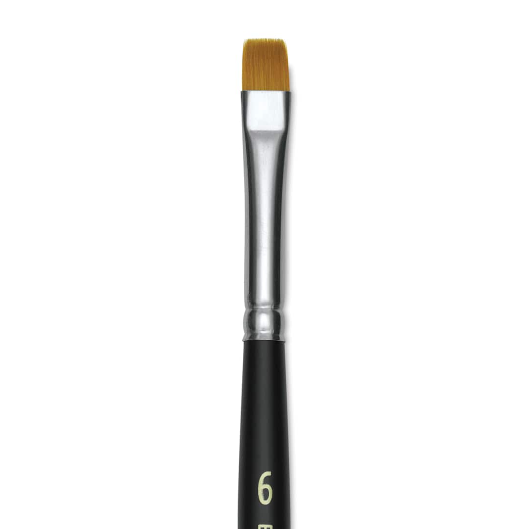 Open in modal - Blick Masterstroke Golden Taklon Brush - Chisel Blender, Short Handle, Size 6 (close-up)