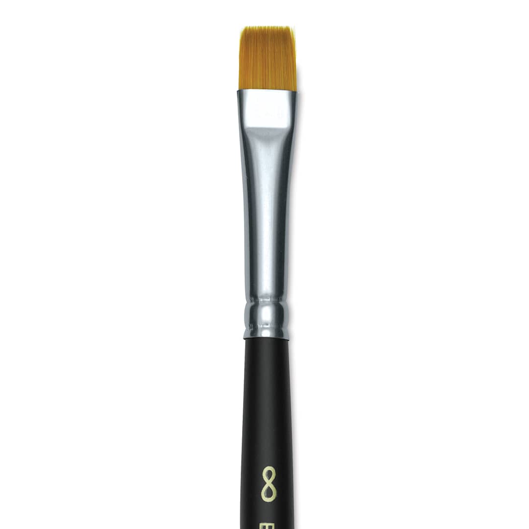Open in modal - Blick Masterstroke Golden Taklon Brush - Chisel Blender, Short Handle, Size 8 (close-up)