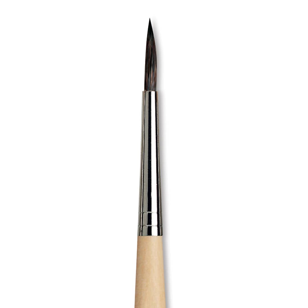 Open in modal - Da Vinci Petit Gris Pur Blue Squirrel Brush - Round, Short Handle, Size 5 close up