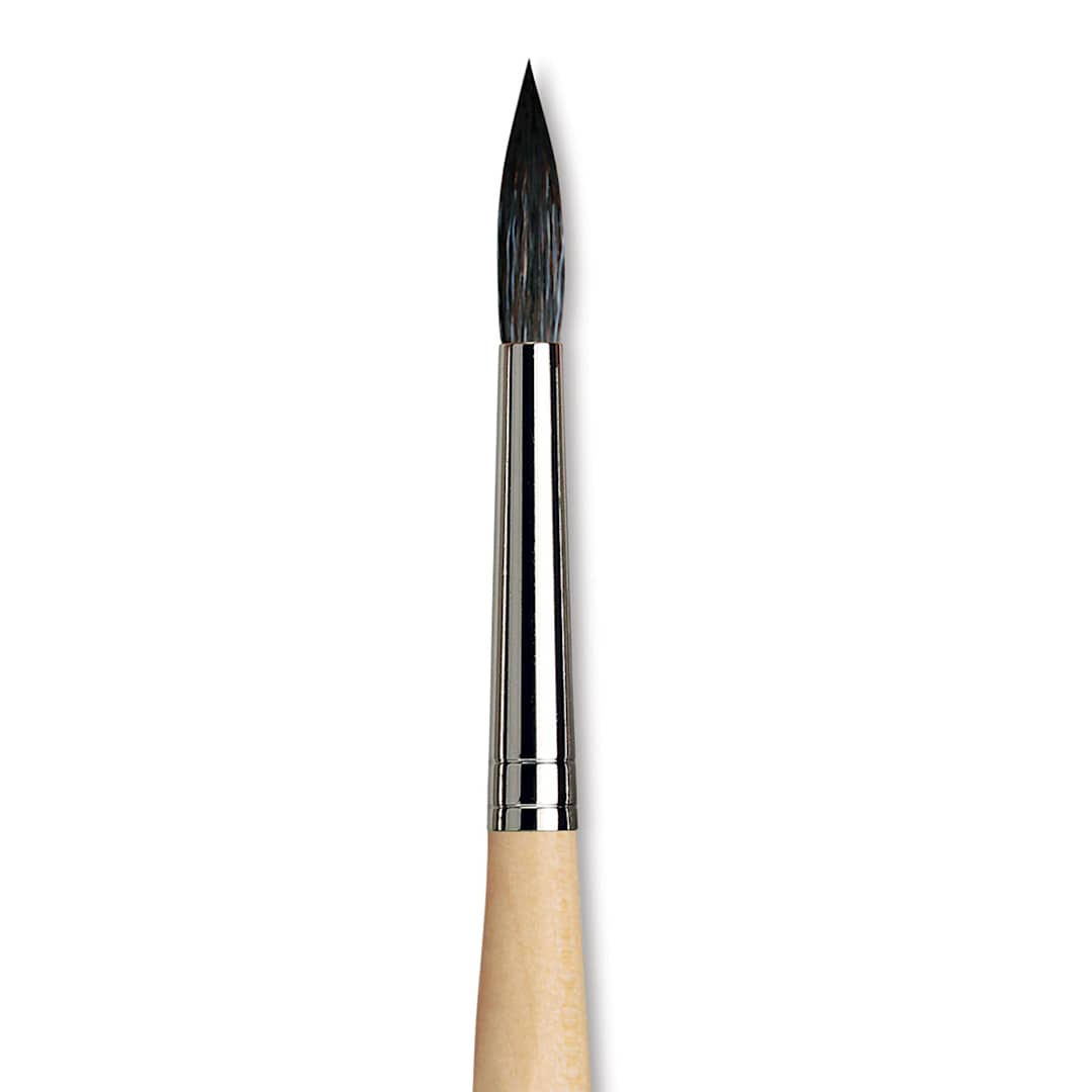 Open in modal - Da Vinci Petit Gris Pur Blue Squirrel Brush - Round, Short Handle, Size 8 close up
