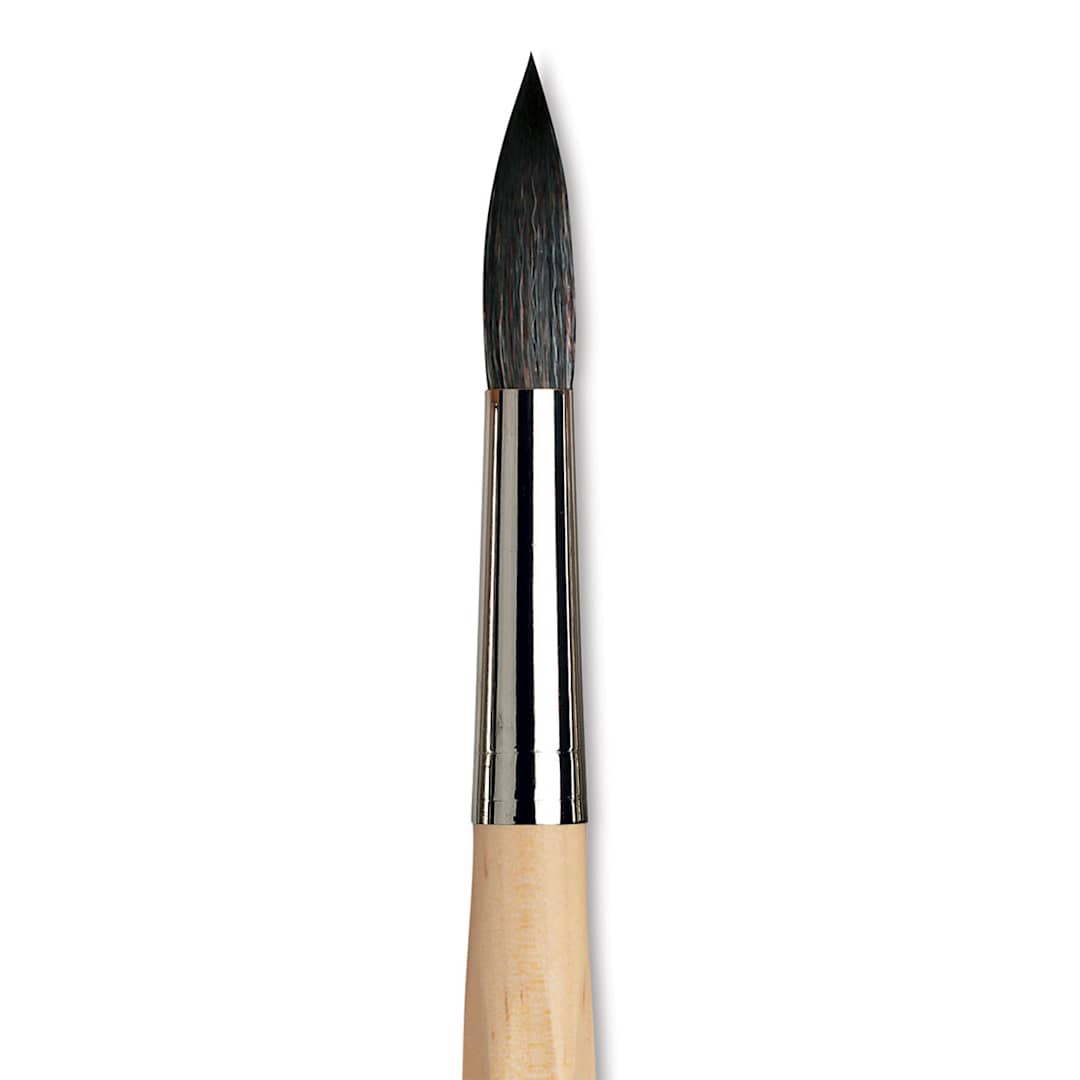 Open in modal - Da Vinci Petit Gris Pur Blue Squirrel Brush - Round, Short Handle, Size 16 close up