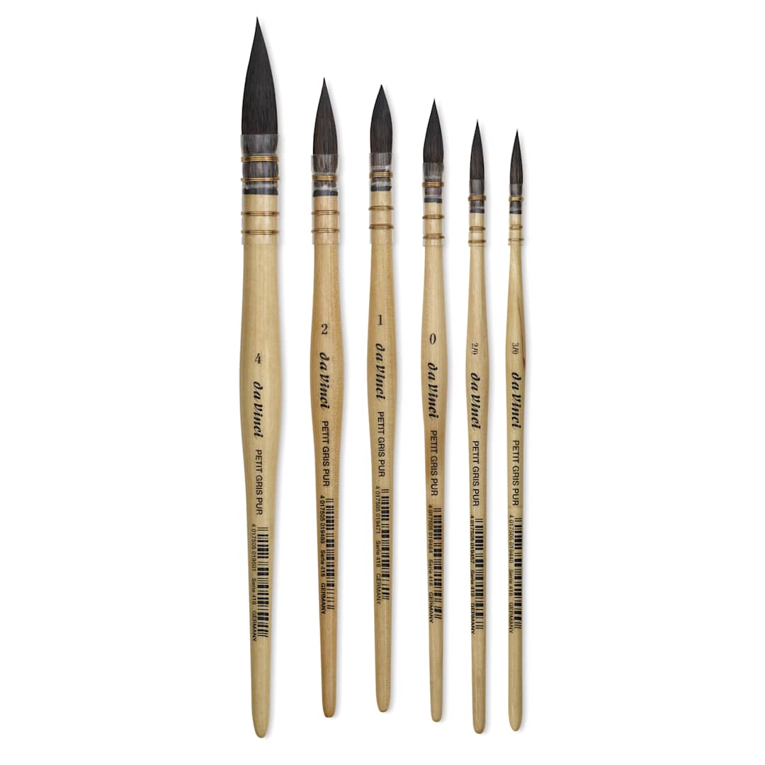 Open in modal - Da Vinci Petit Gris Pur Blue Squirrel Brush - 4015 Quill, Set of 6